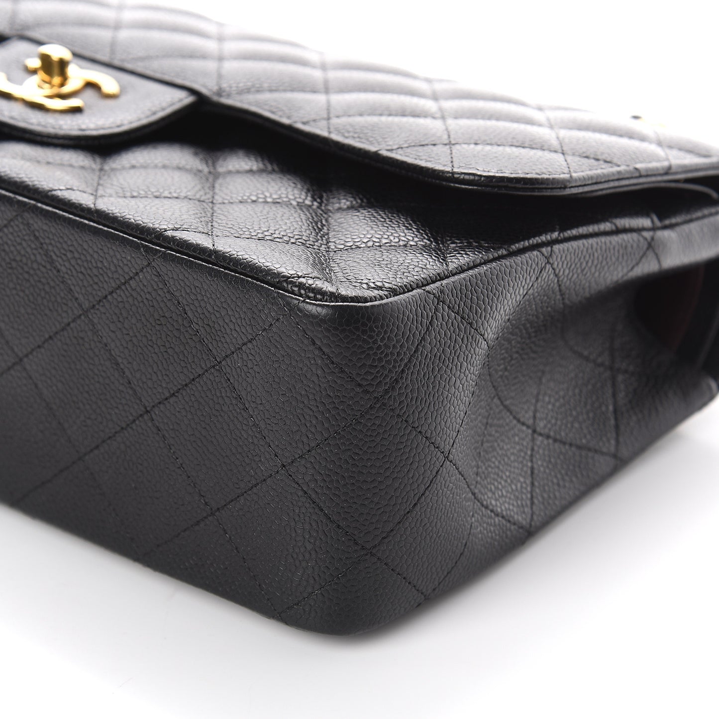 Caviar Quilted Jumbo Double Flap Black