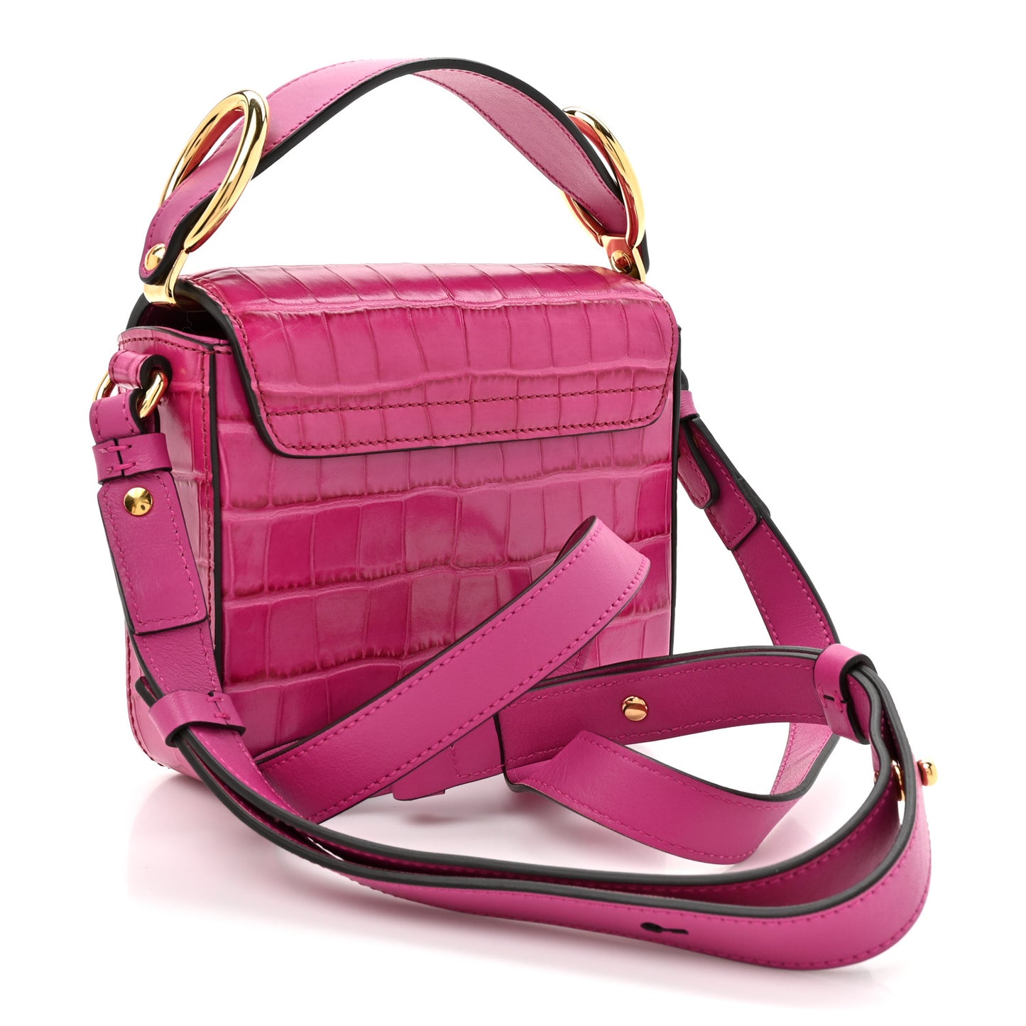 Calfskin Crocodile Embossed Mini C Bag Pink