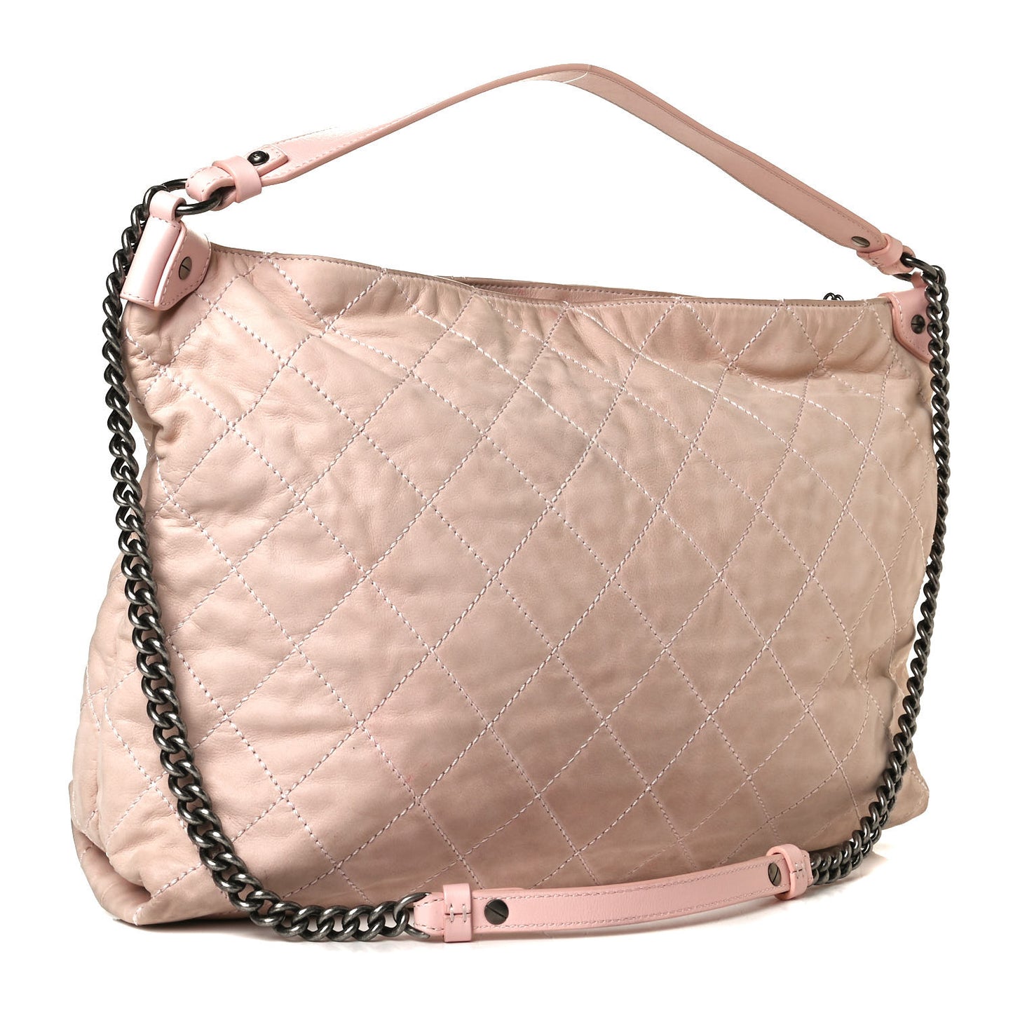 Iridescent Calfskin Quilted Coco Daily Hobo Rose Clair