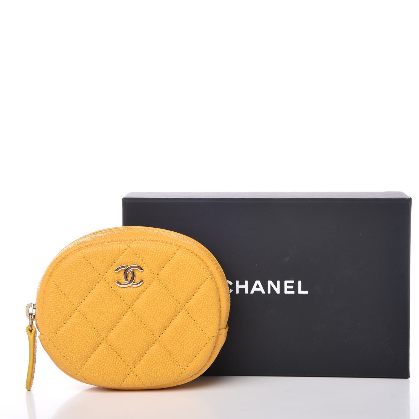 Caviar Quilted Zip Around Classic Coin Purse Yellow