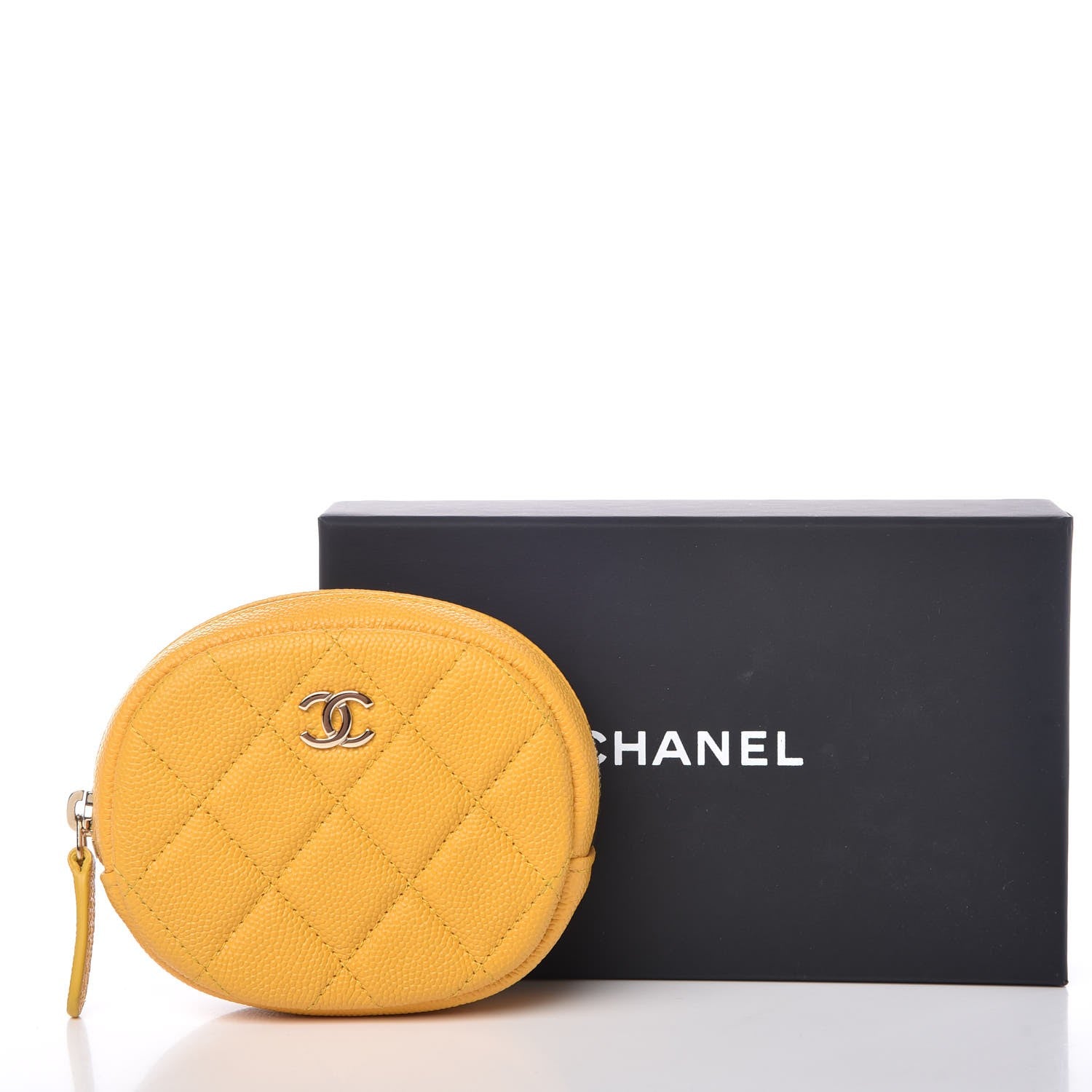 Chanel Caviar Quilted Zip Around Classic Coin Purse Yellow 8 of 8