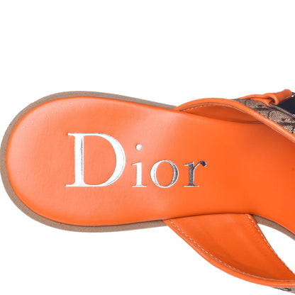 Christian Dior Calfskin Monogram Trotter Thong Sandals 37 Orange 9 of 11