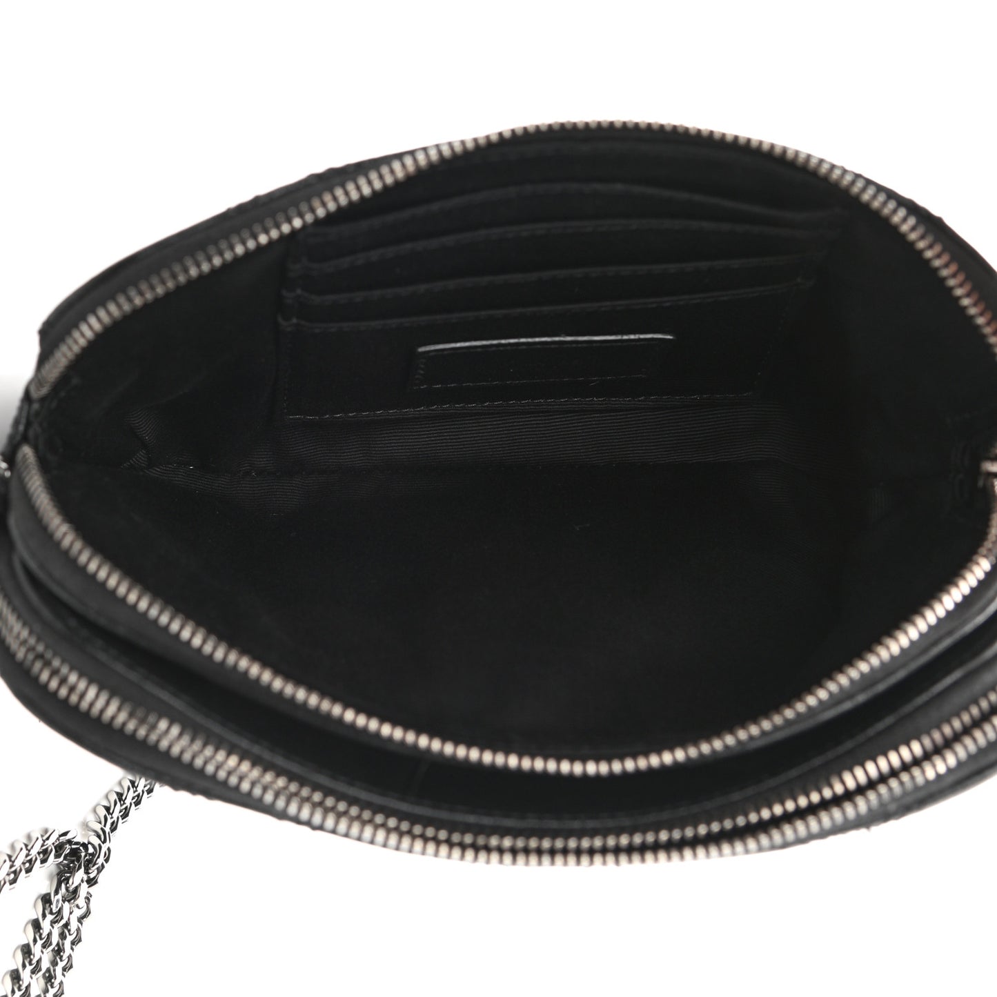 Grained Lambskin Quilted Mini Becky Double Zip Bag Black