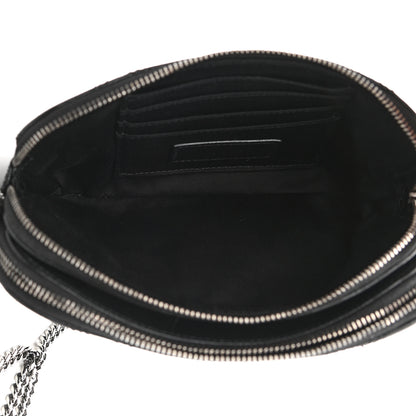 Saint Laurent Grained Lambskin Quilted Mini Becky Double Zip Bag Black 5 of 12