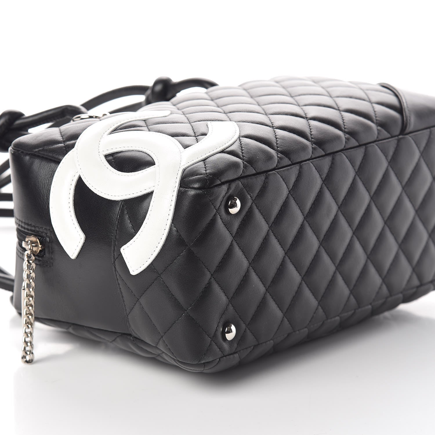 Chanel Calfskin Quilted Large Cambon Bowler Black White 9 of 10