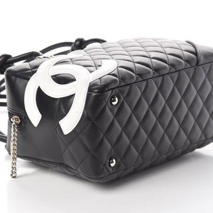 Chanel Calfskin Quilted Large Cambon Bowler Black White 9 of 10