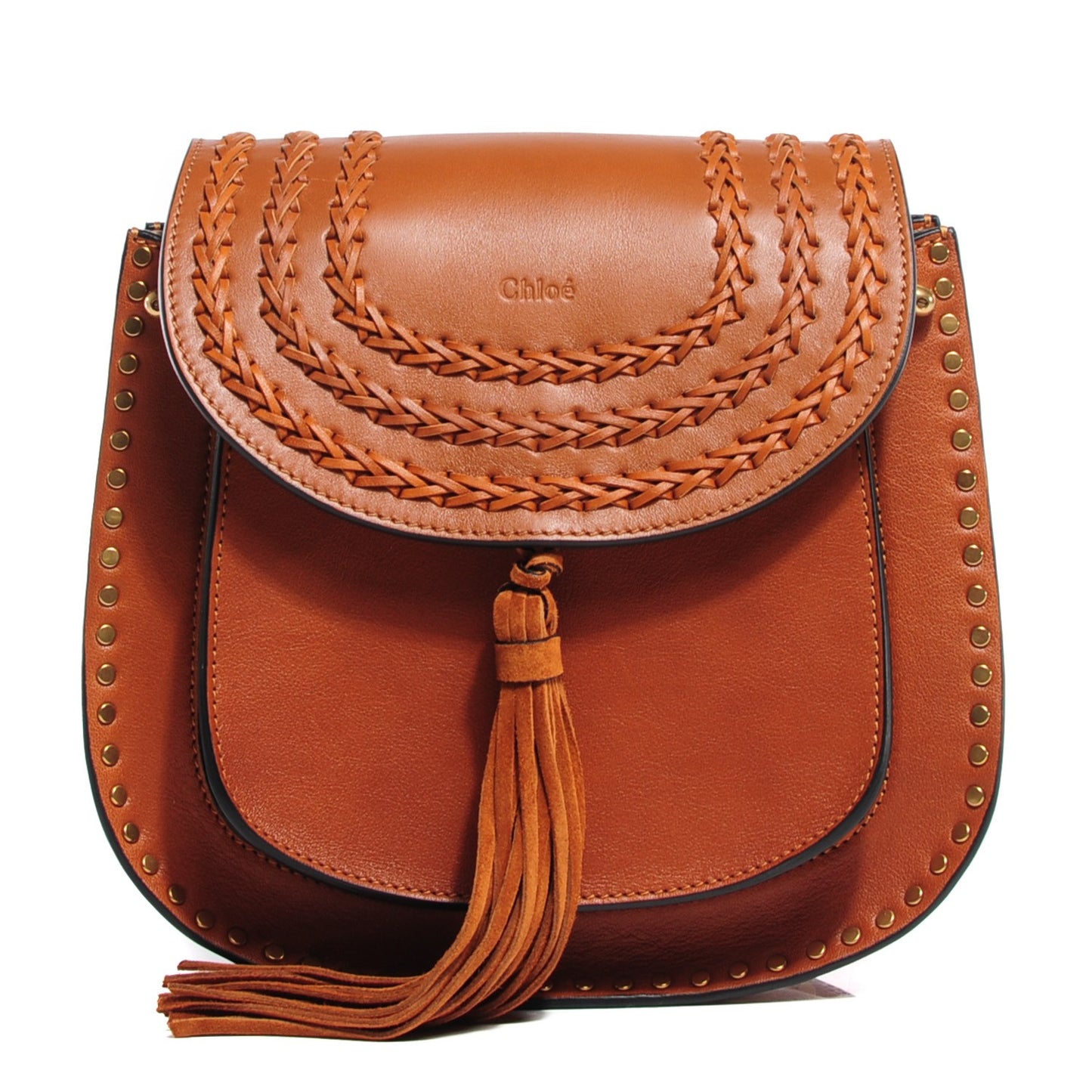 Calfskin Braided Small Hudson Bag Caramel
