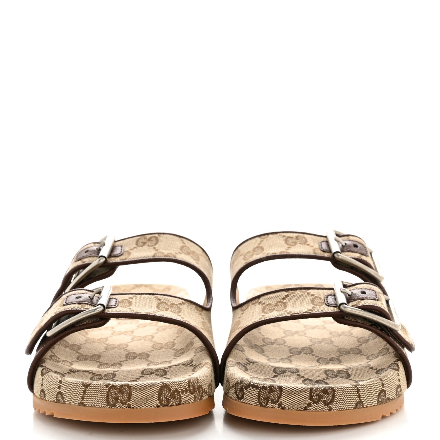 Gucci GG Monogram Lavaredo Eco Fabric Mens Slide Sandals With Straps 7 Beige Ebony Light Brown 3 of 10