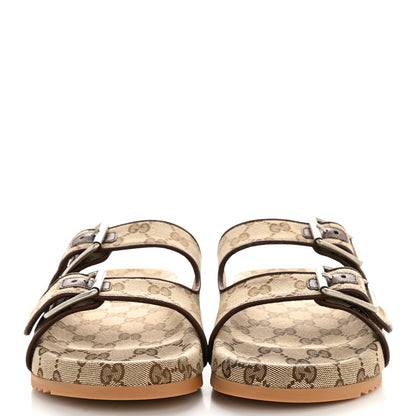 Gucci GG Monogram Lavaredo Eco Fabric Mens Slide Sandals With Straps 7 Beige Ebony Light Brown 3 of 10