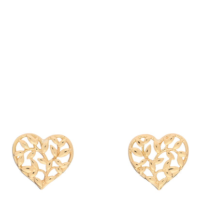 Tiffany 18K Yellow Gold Olive Leaf Heart Earrings 1 of 5