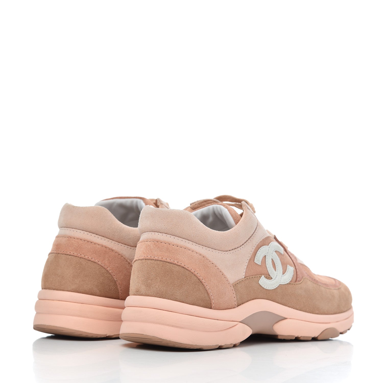 Chanel Nylon Lambskin Suede Calfskin CC Sneakers 39 Pink 4 of 21