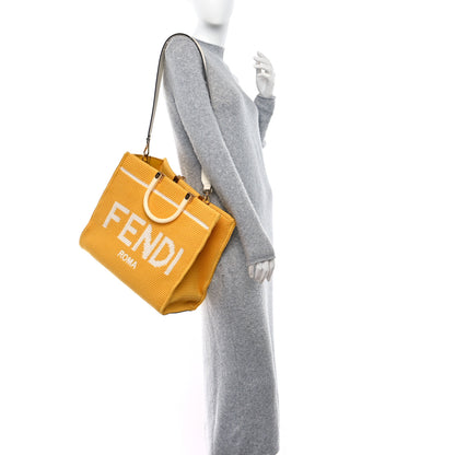 Fendi Crochet Vitello King Logo Plexiglass Medium Fendi Sunshine Shopper Tote Mimosa Panna 2 of 11