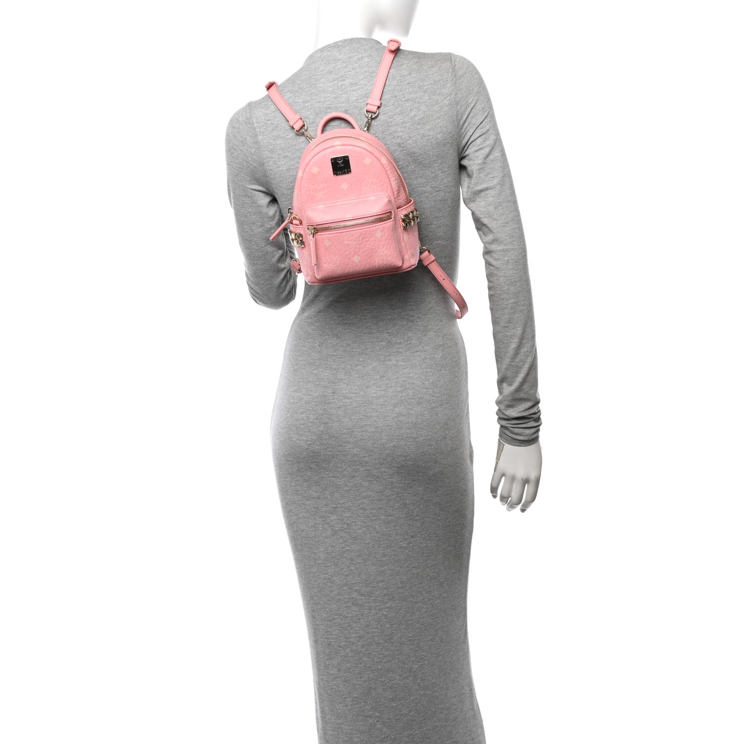 MCM Visetos Side Stud X-Mini Stark Bebe Boo Backpack Soft Pink 2 of 9