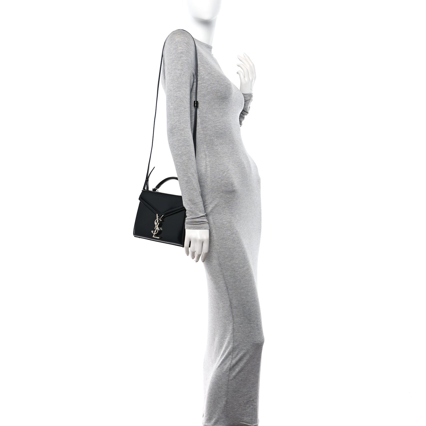 Glazed Calfskin Mini Classic Monogram Cassandra Top Handle Black