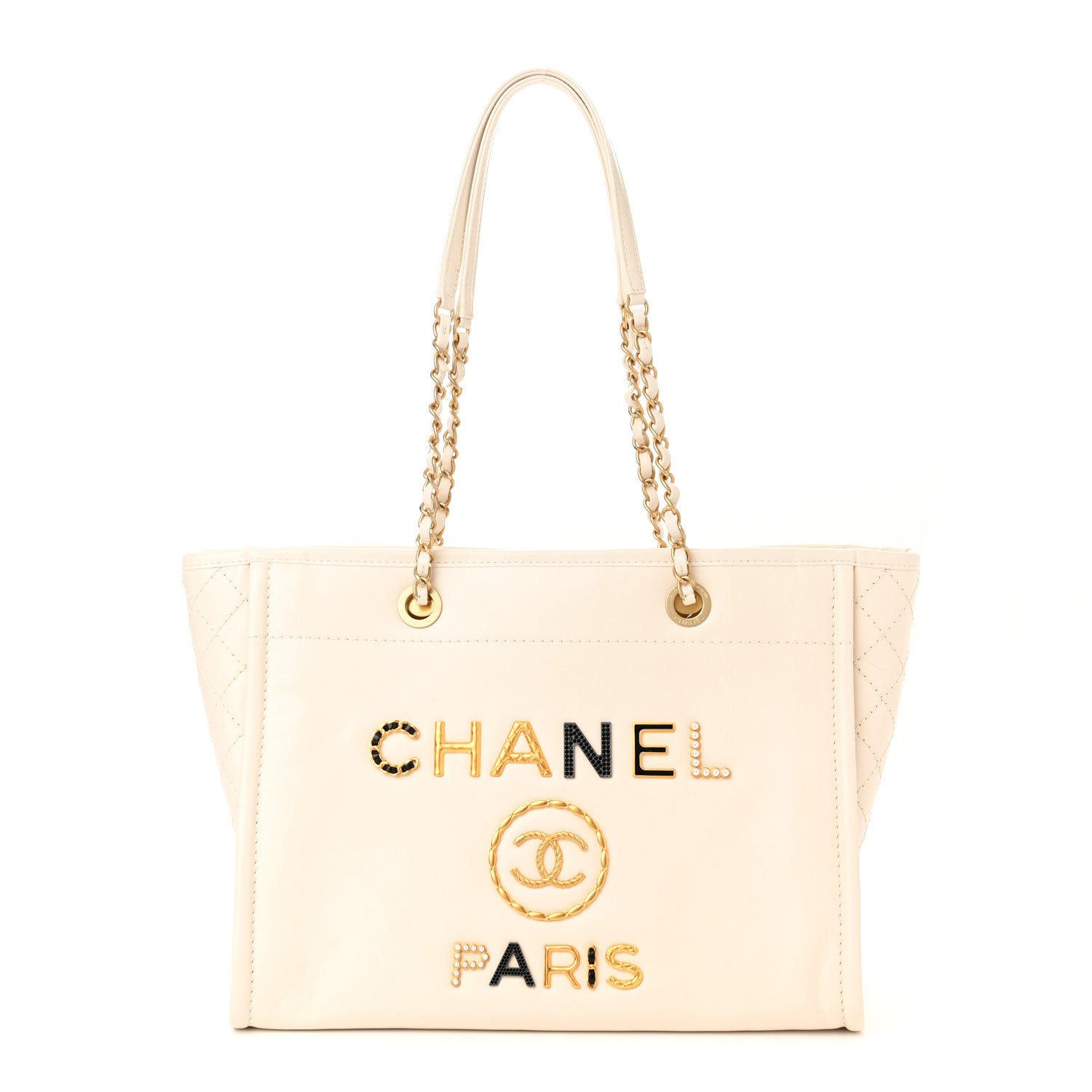 Chanel Aged Calfskin Small Charms Deauville Tote White 1 of 11