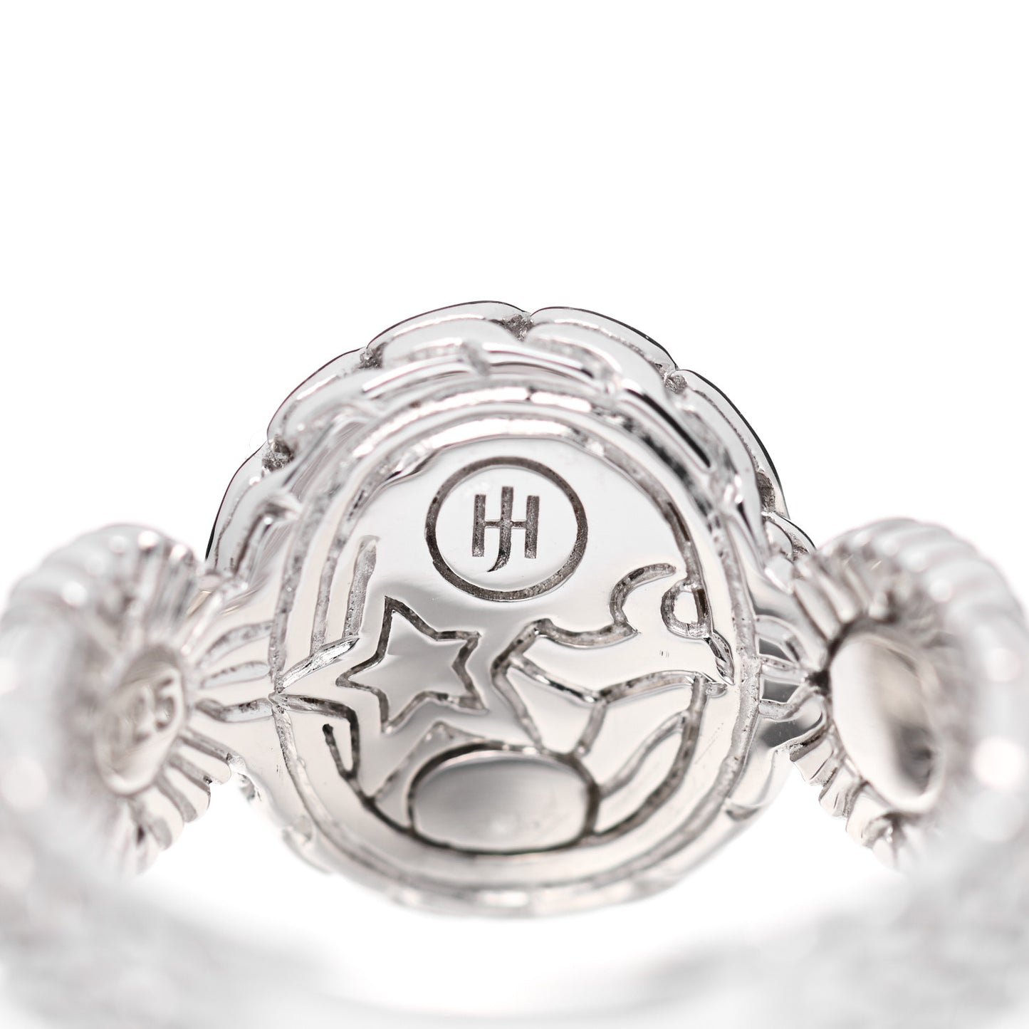 Sterling Silver Diamond Small Circle Contour Ring 54 7