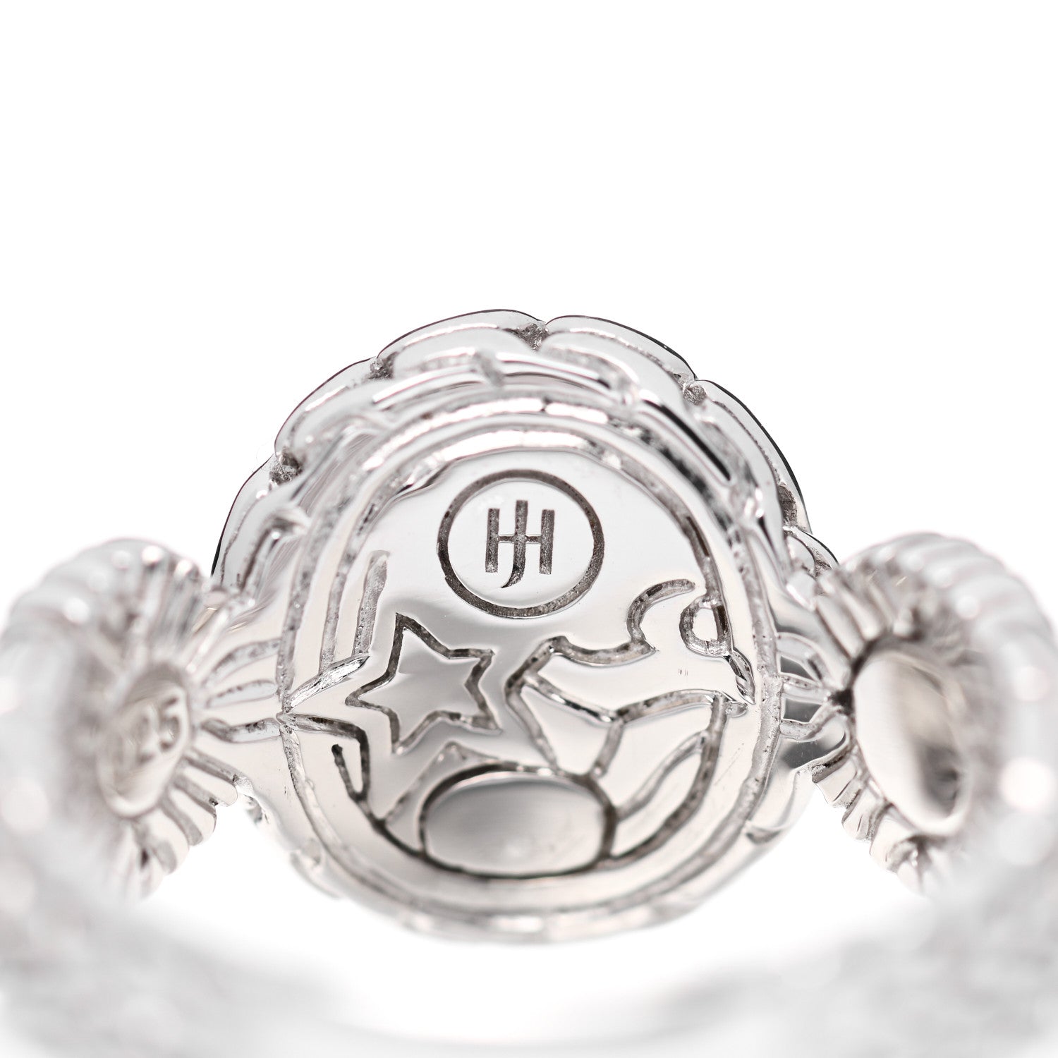 John Hardy Sterling Silver Diamond Small Circle Contour Ring 54 7 4 of 5