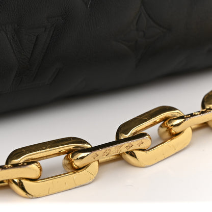 Louis Vuitton Lambskin Embossed Monogram Coussin PM Black 13 of 16