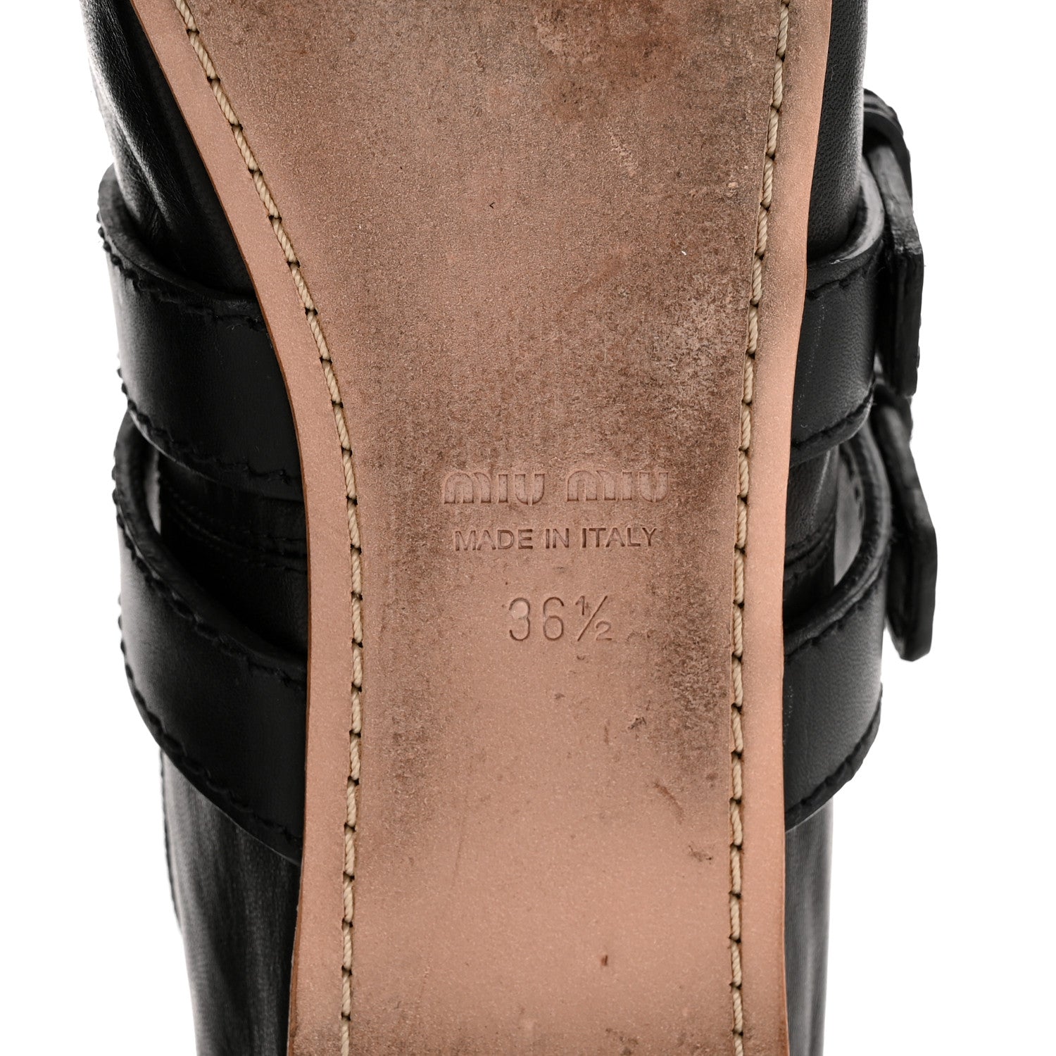 Miu Miu Nappa Vitello Nevada Double Buckle Ballerina Flats 36.5 Black 7 of 11