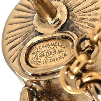 Chanel Pearl Crystal CC Heart Drop Earrings Gold Multicolor 4 of 4