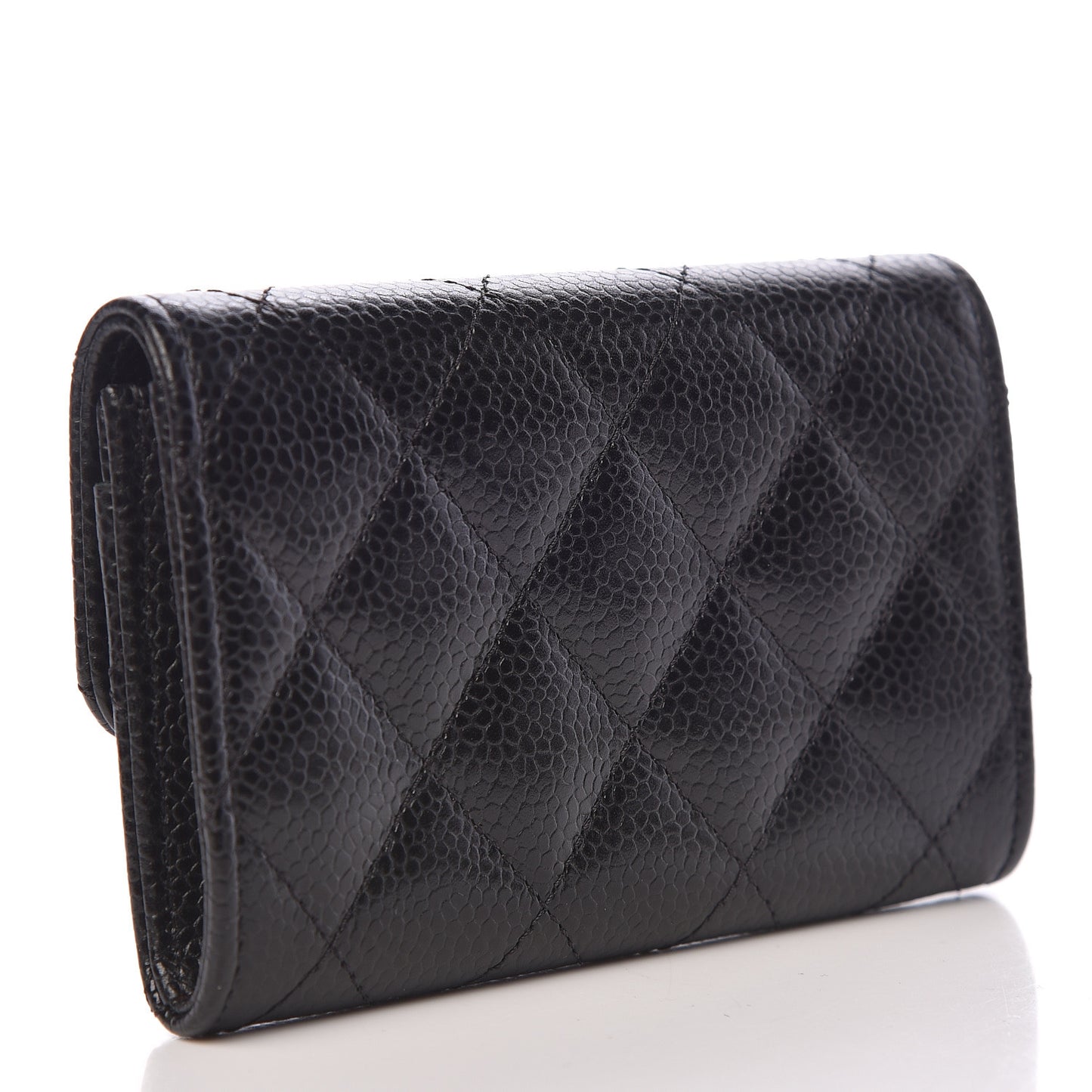 Caviar Quilted Flap Card Holder Black