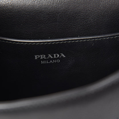 Prada Glace Calfskin Studded Sound Flap Crossbody Shoulder Bag Black 6 of 9