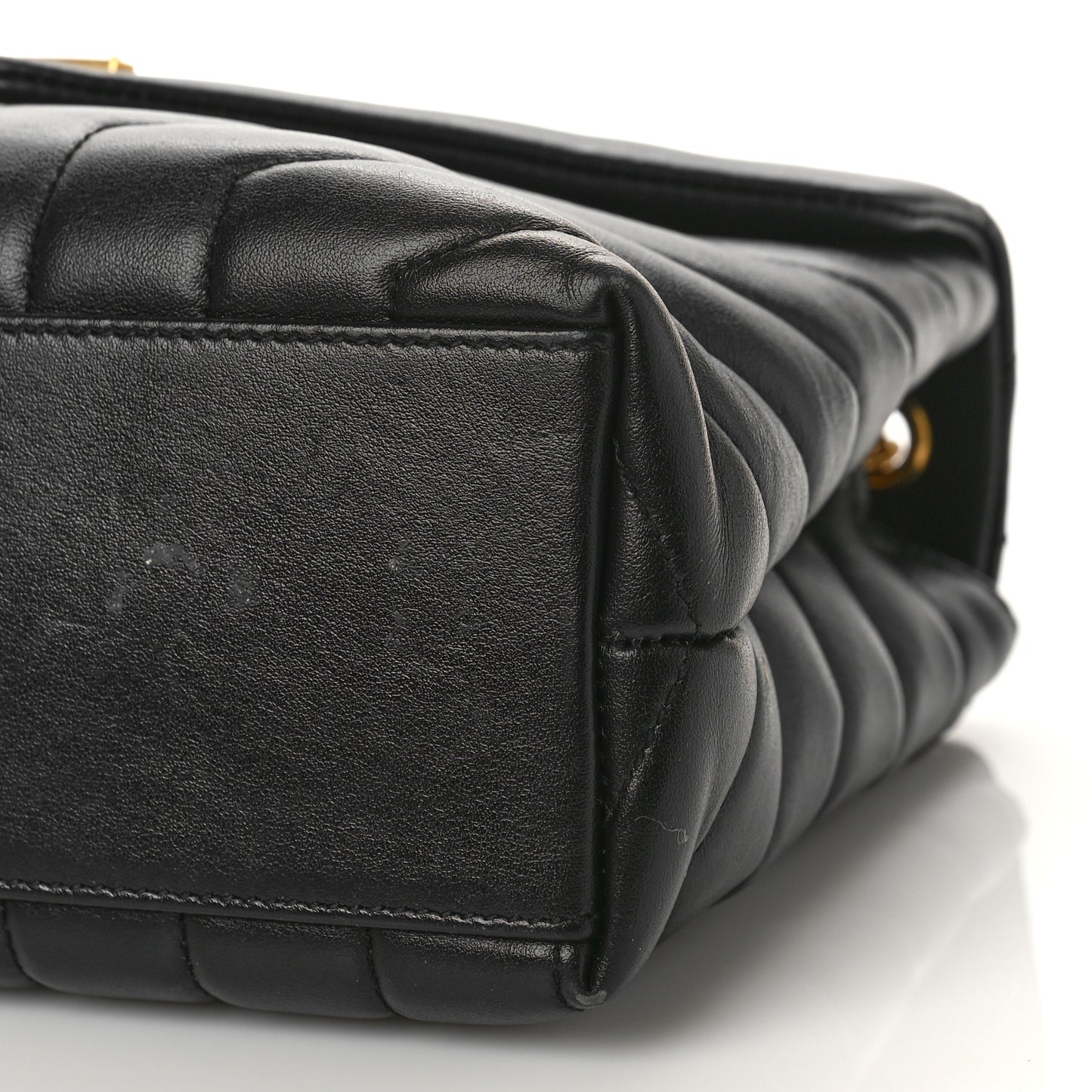 Calfskin Y Quilted Monogram Small Loulou Chain Satchel Black