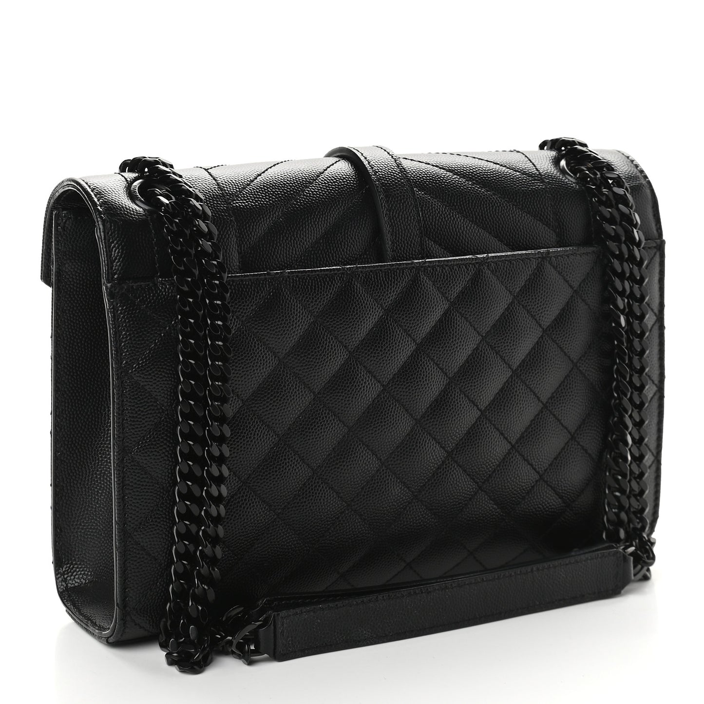 Grain De Poudre Textured Mixed Matelasse Triquilt Medium Monogram Satchel Black