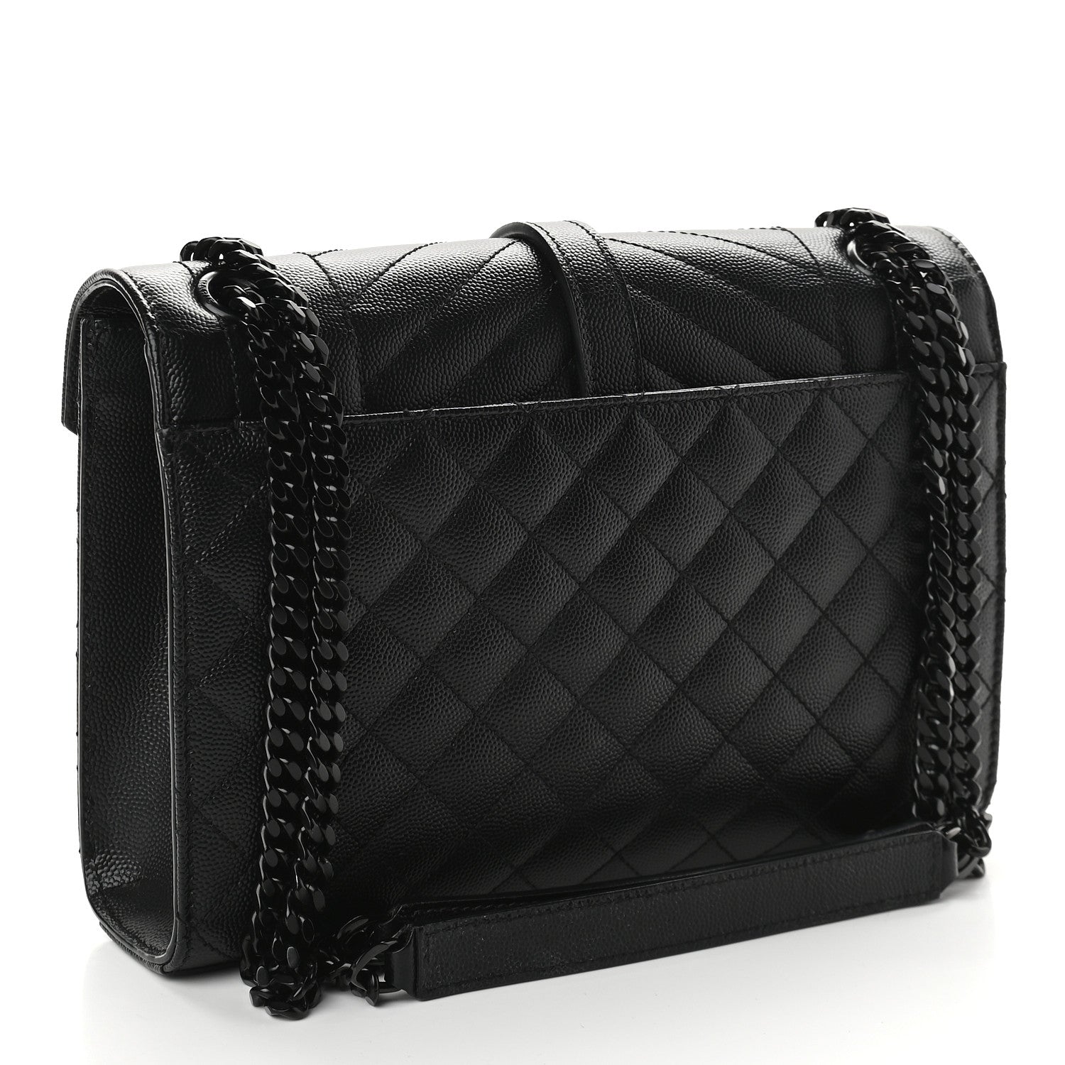 Saint Laurent Grain De Poudre Textured Mixed Matelasse Triquilt Medium Monogram Satchel Black 3 of 8