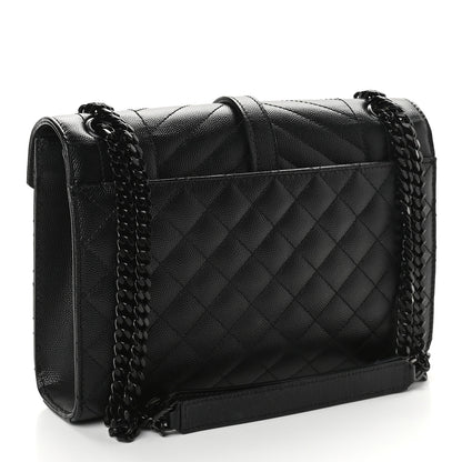Saint Laurent Grain De Poudre Textured Mixed Matelasse Triquilt Medium Monogram Satchel Black 3 of 8