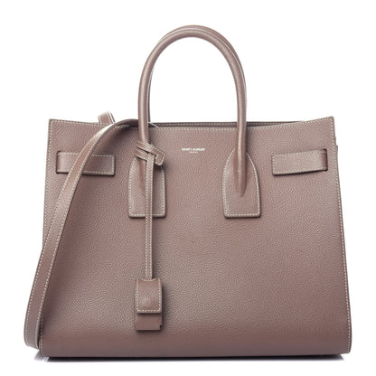 Saint Laurent Grained Calfskin Topstitch Small Classic Sac De Jour Taupe 1 of 12