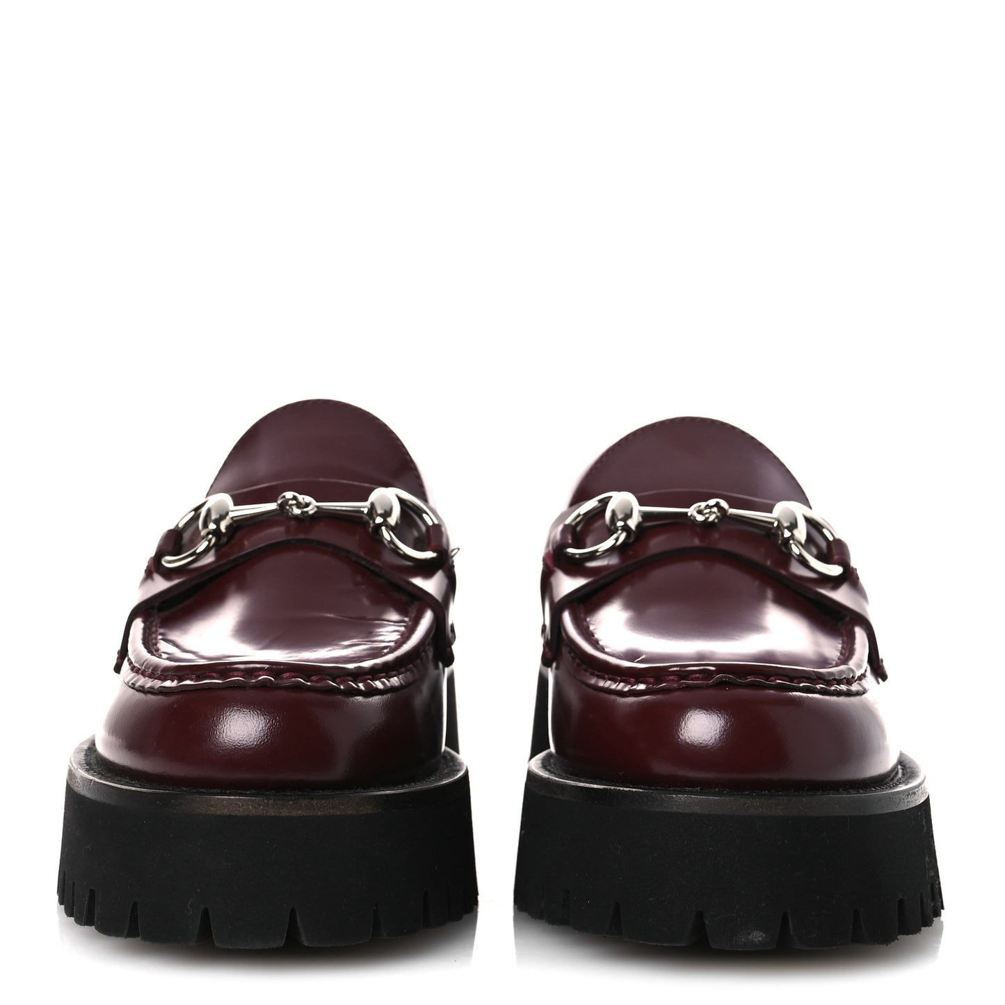 Cordovan Lux Womens Horsebit 45mm Platform Loafers 36.5 Vintage Bordeaux