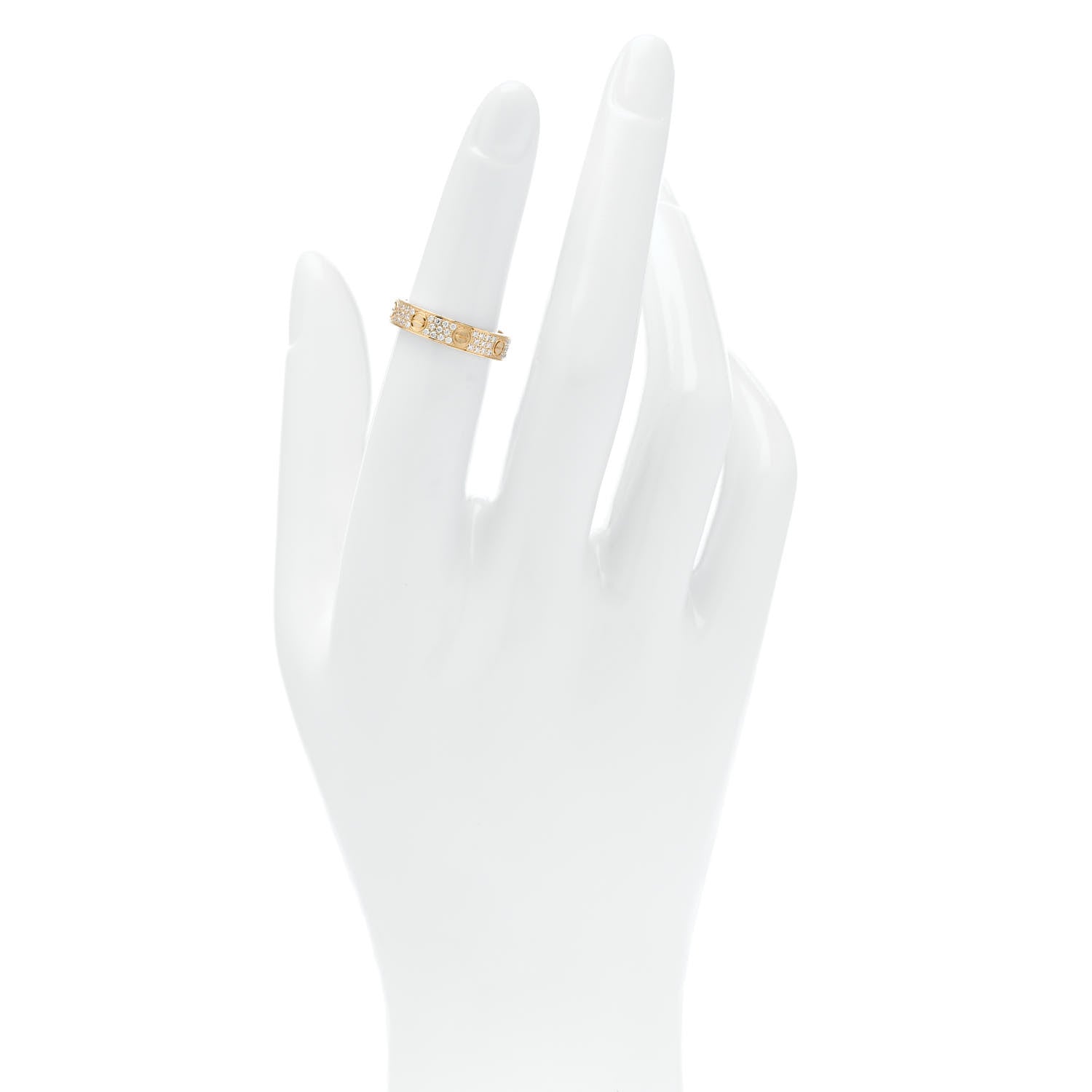 Cartier 18K Yellow Gold Diamond 4mm LOVE Wedding Paved Band Ring 49 5 2 of 5