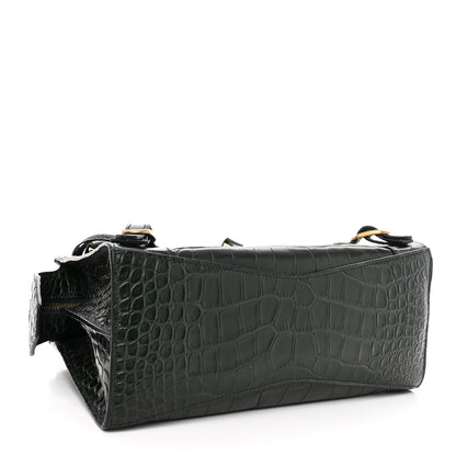 Balenciaga Extra Supple Calfskin Crocodile Embossed Neo Classic Hardware XS City Forest Green 4 of 9