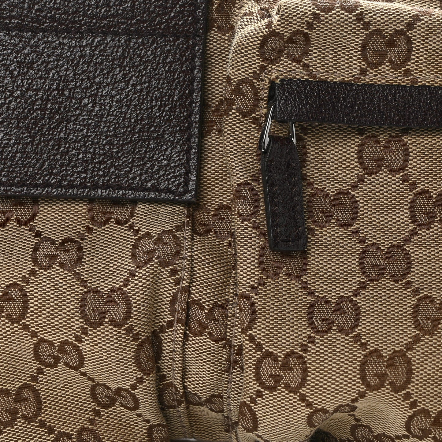 GG Monogram Double Pocket Belt Bag Dark Brown