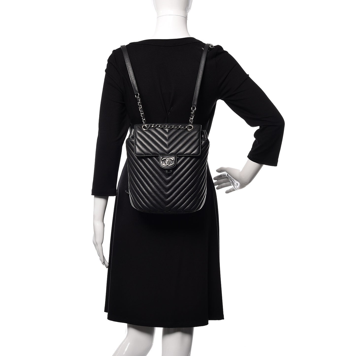 Lambskin Chevron Quilted Small Urban Spirit Backpack Black