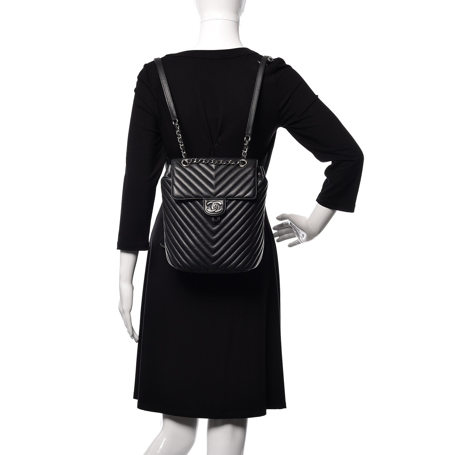 Chanel Lambskin Chevron Quilted Small Urban Spirit Backpack Black 2 of 10