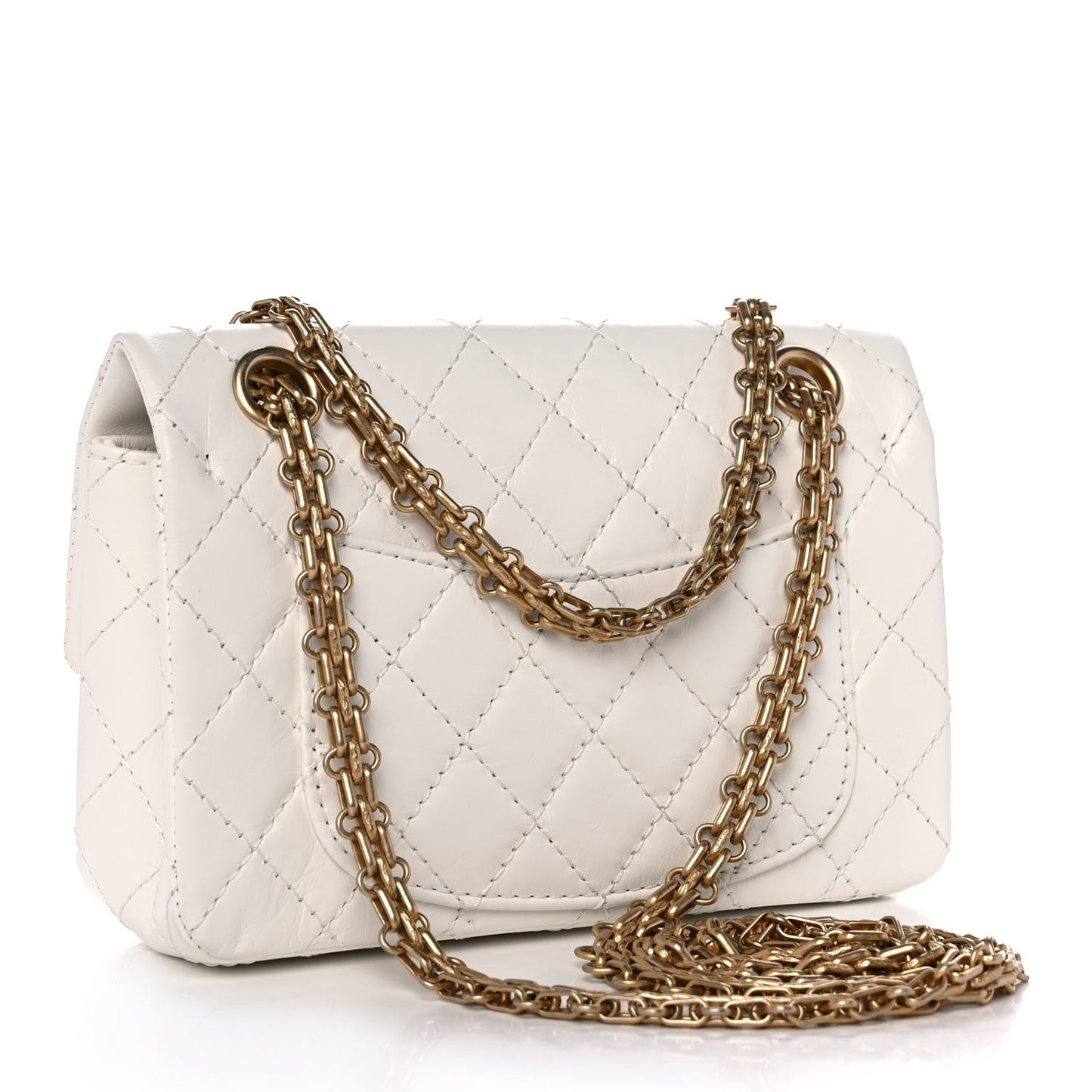 Aged Calfskin Quilted 2.55 Reissue Mini Flap White