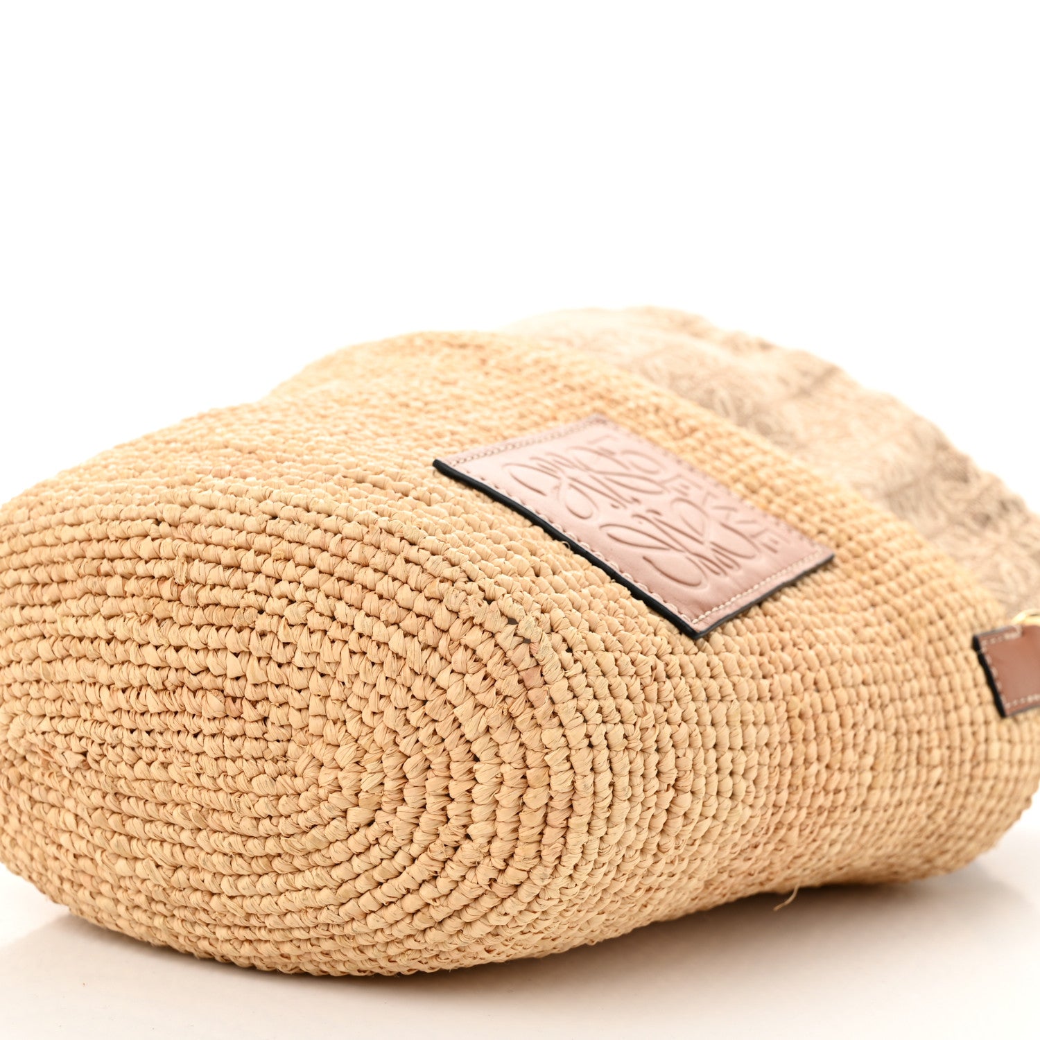 Loewe Calfskin Raffia Anagram Paulas Ibiza Pochette Bag Natural Tan 10 of 10