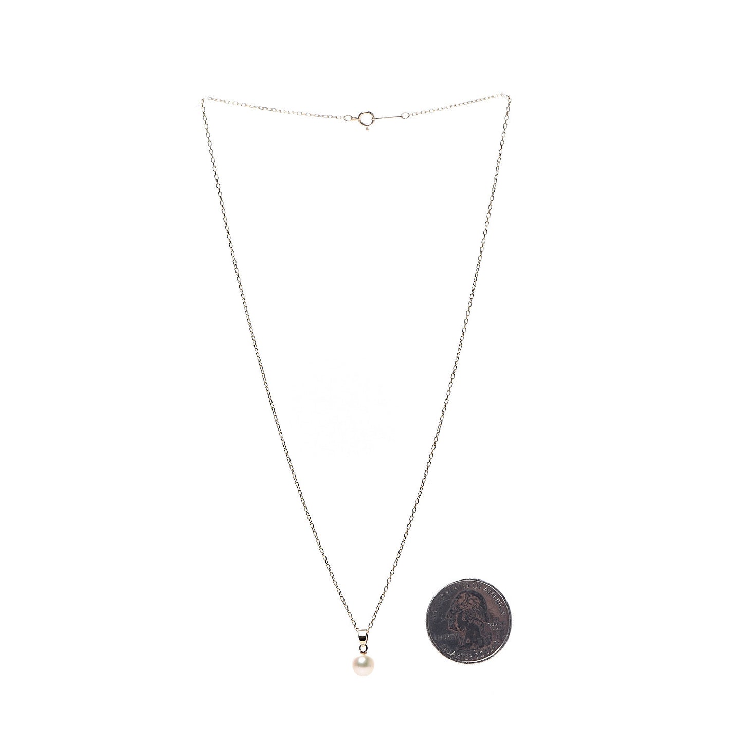 18K Yellow Gold Akoya Pearl 6mm Pendant Necklace