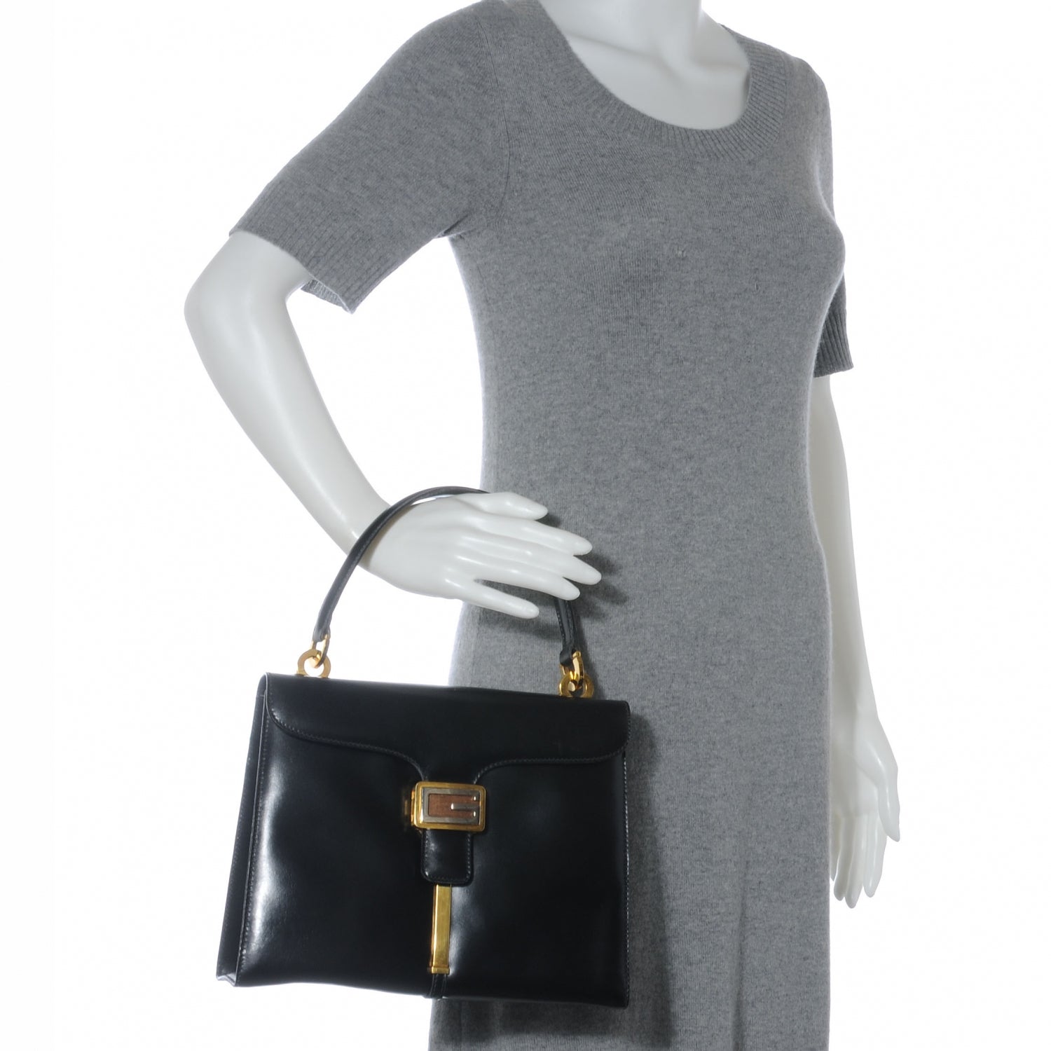 Gucci Leather G Top Handle Bag Black 2 of 6
