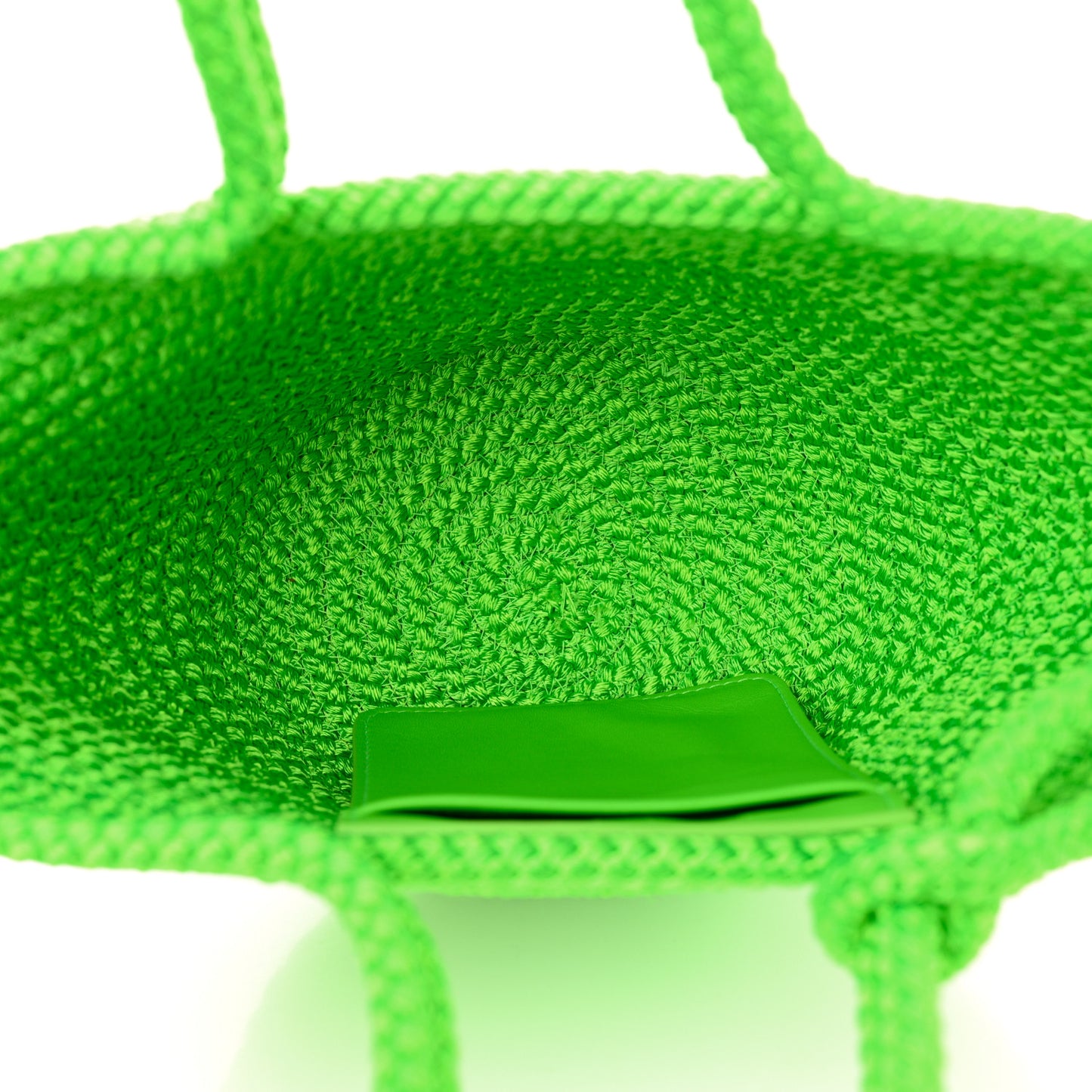 Nylon Lambskin Woven Small Ibiza Basket With Strap Green