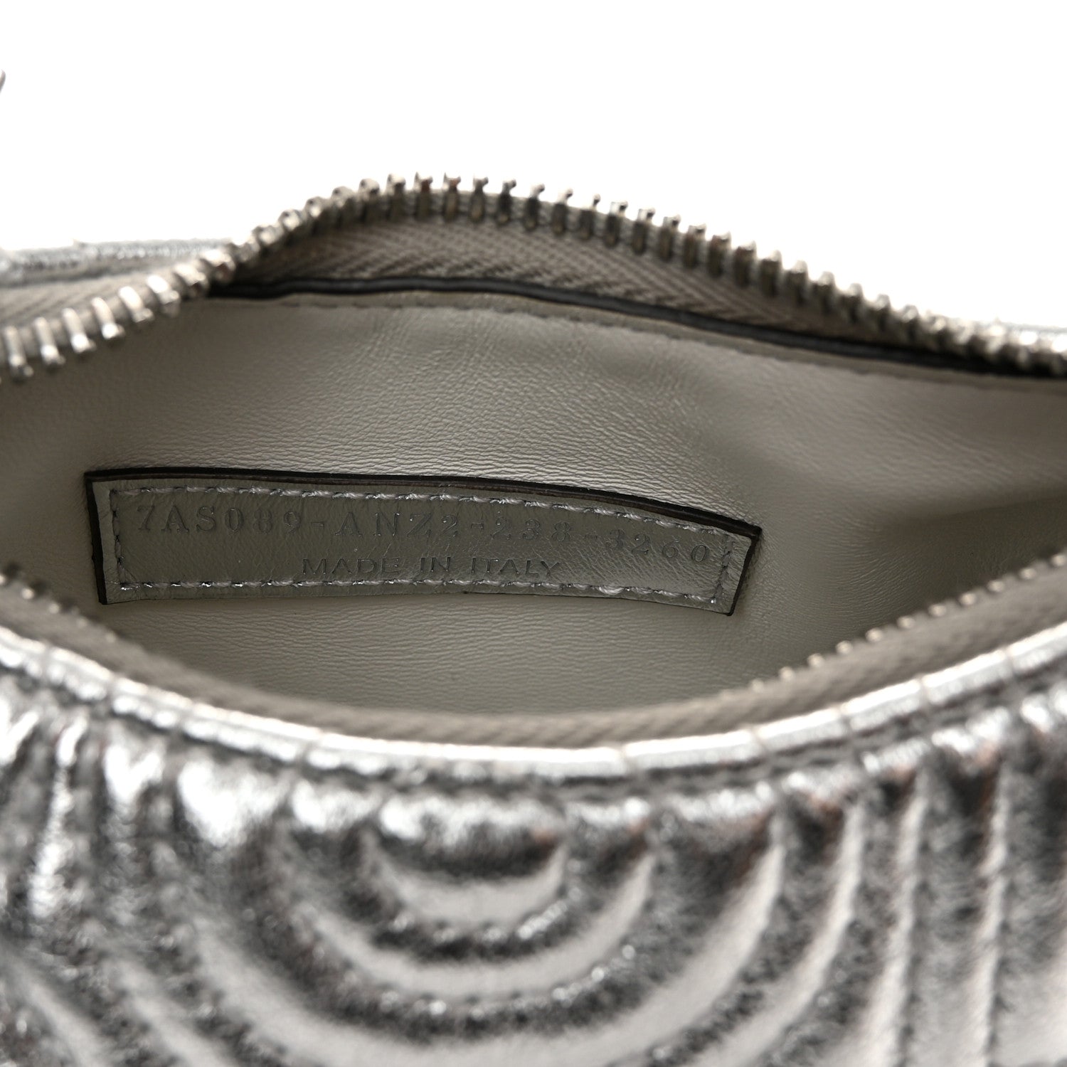 Fendi X MARC JACOBS Laminated Craquele Lambskin Nano Fendigraphy Hobo Charm Argento 7 of 11