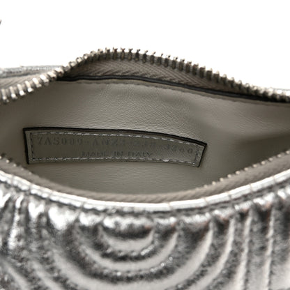 Fendi X MARC JACOBS Laminated Craquele Lambskin Nano Fendigraphy Hobo Charm Argento 7 of 11