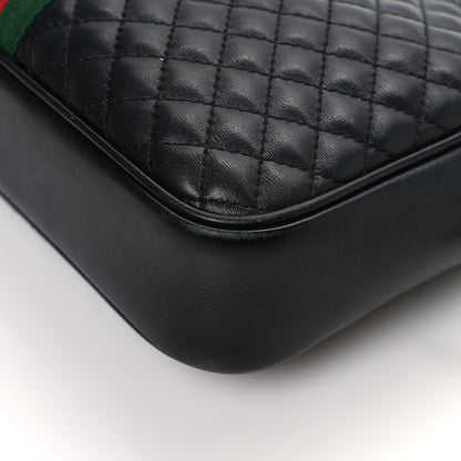Gucci Calfskin Web Trapuntata Small GG Shoulder Bag Black 11 of 13