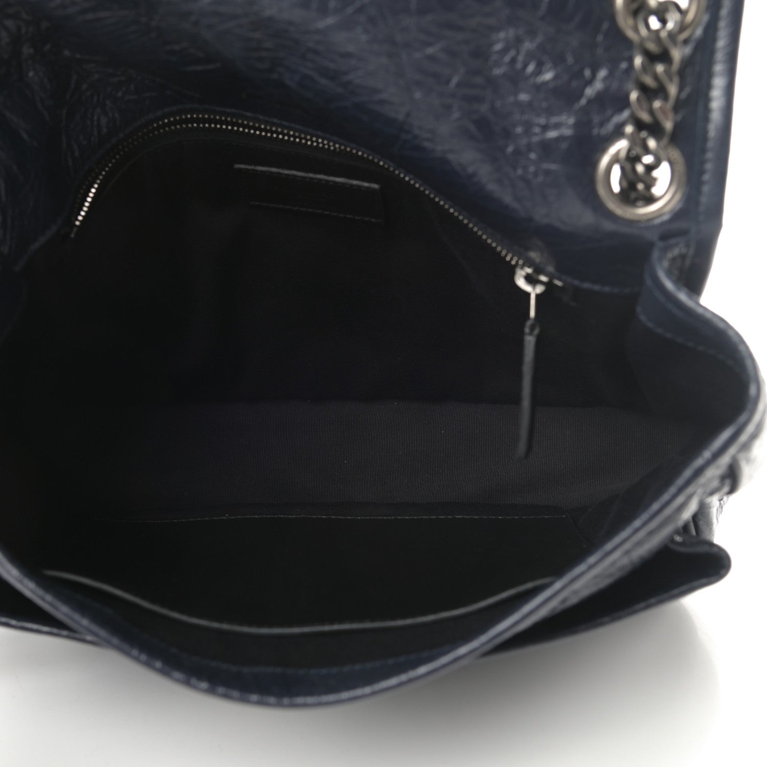 Saint Laurent Crinkled Calfskin Matelasse Monogram Medium Niki Chain Satchel Deep Marine 5 of 10