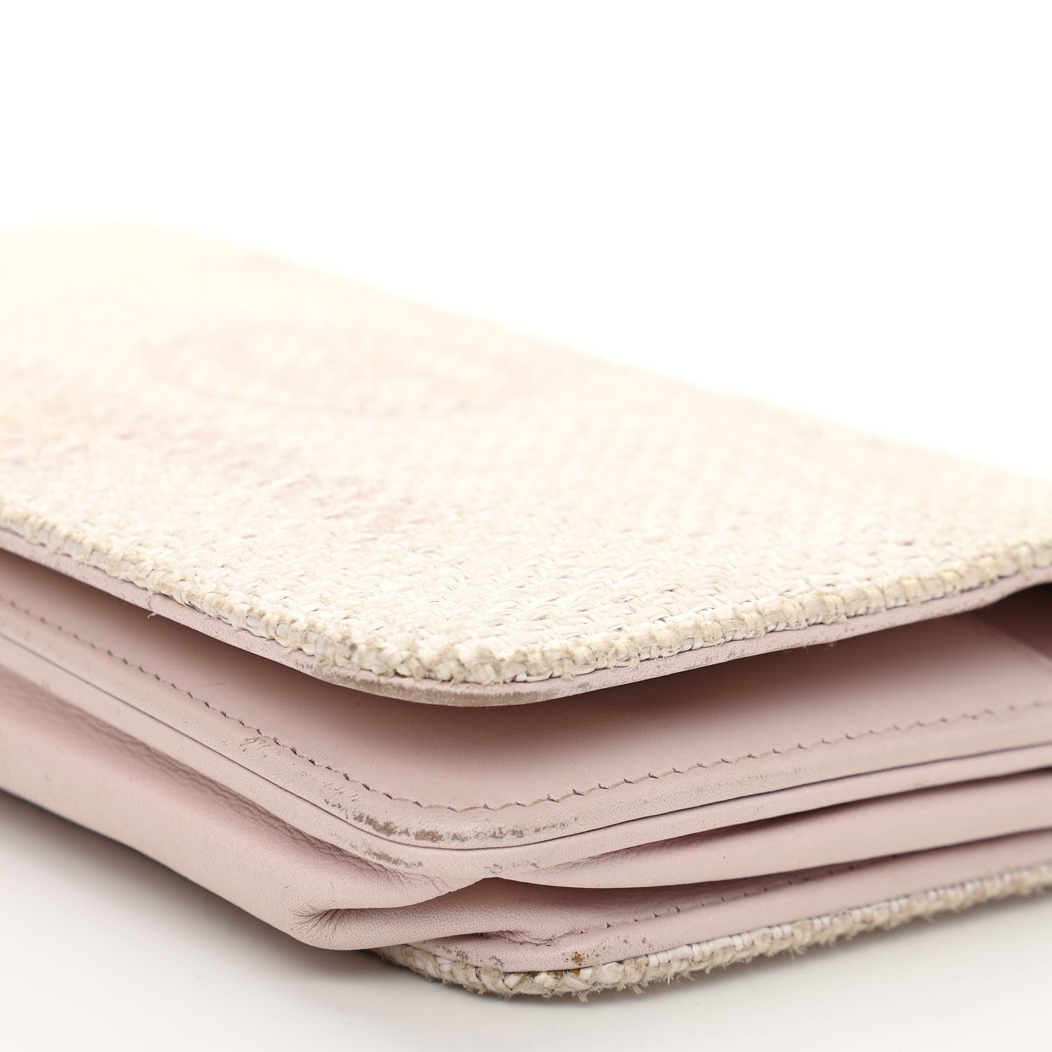 Chanel Canvas Deauville Wallet On Chain WOC Pink White 10 of 17