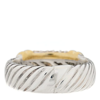 David Yurman Sterling Silver 18K Yellow Gold Diamond 8mm Metro Cable Ring 51 5.75 3 of 5