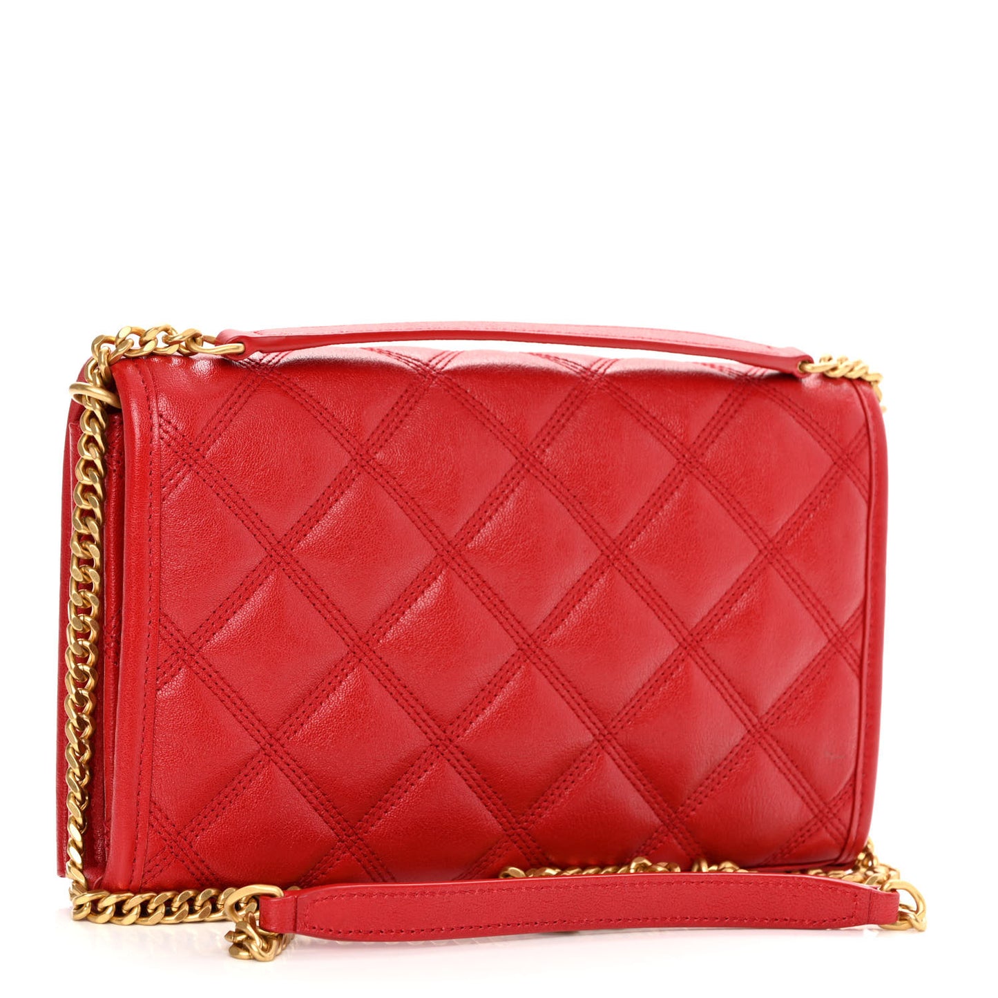 Lambskin Diamond Quilted Becky Chain Wallet Rouge Eros