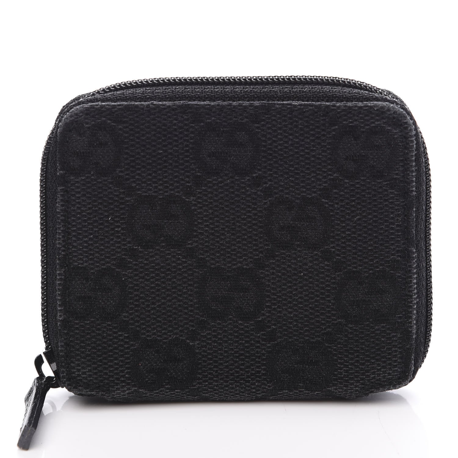 Gucci Monogram Zip Around Coin Purse Black 1 of 9